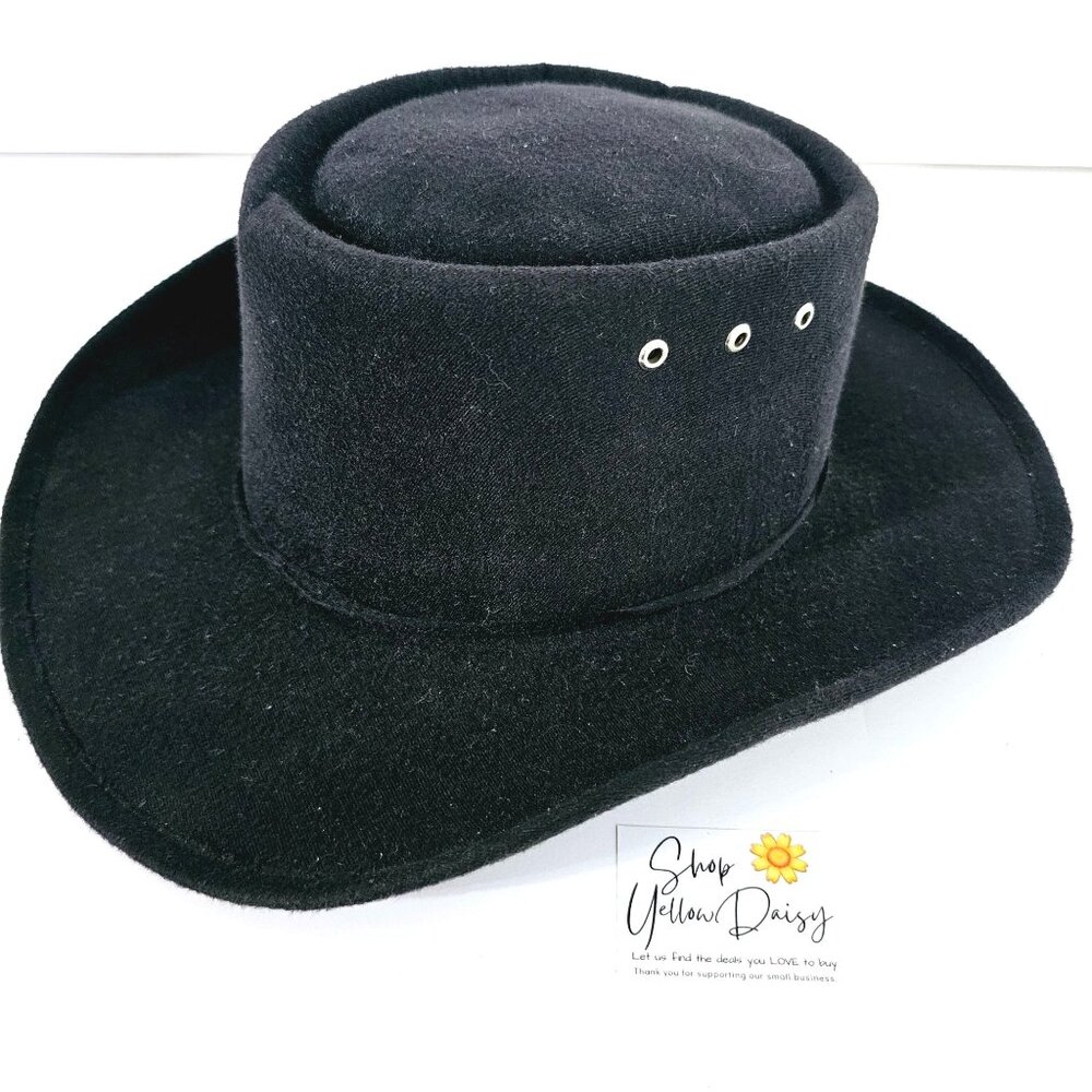 Western Express Black Felt Telescope Crown Cowboy Hat Made Mexico Rodeo Sz 7 M